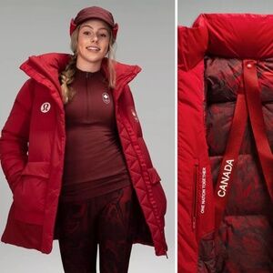 Lululemon Team Canada Olympics 22 Women’s Down Jacket parka coat, red, sz. 8